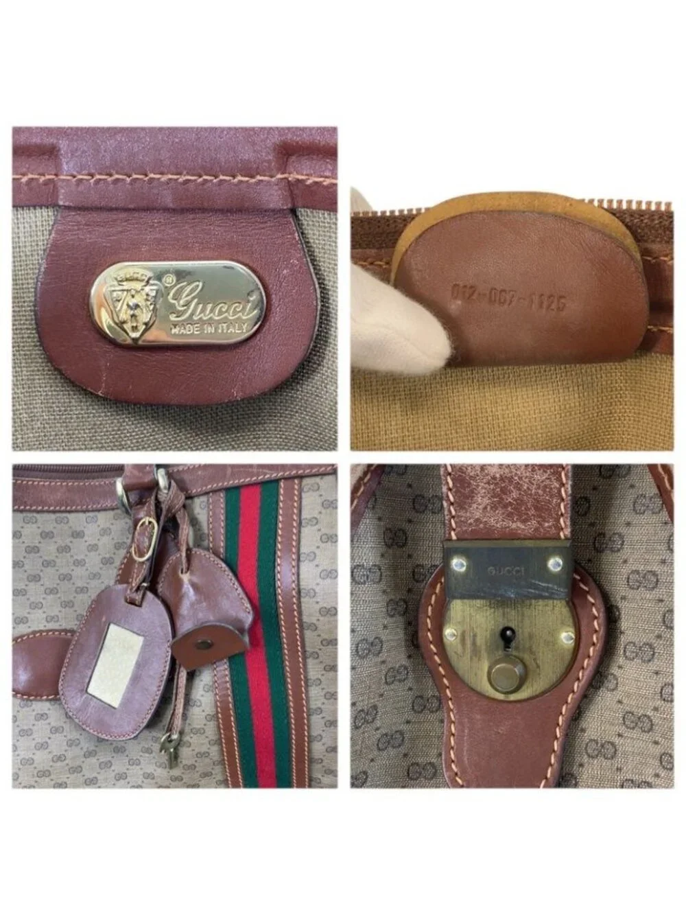 Gucci Vintage Micro GG Sherry Line Brown Boston Bag